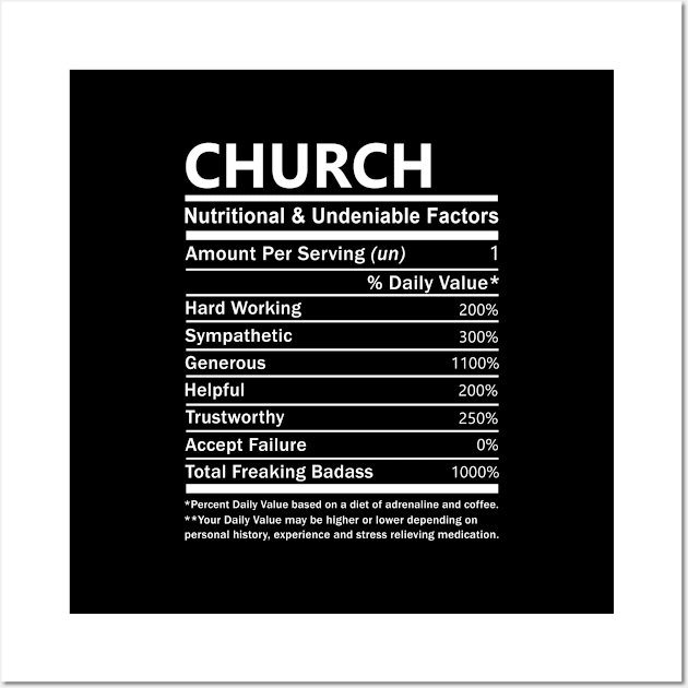 Church Name T Shirt - Church Nutritional and Undeniable Name Factors Gift Item Tee Wall Art by nikitak4um